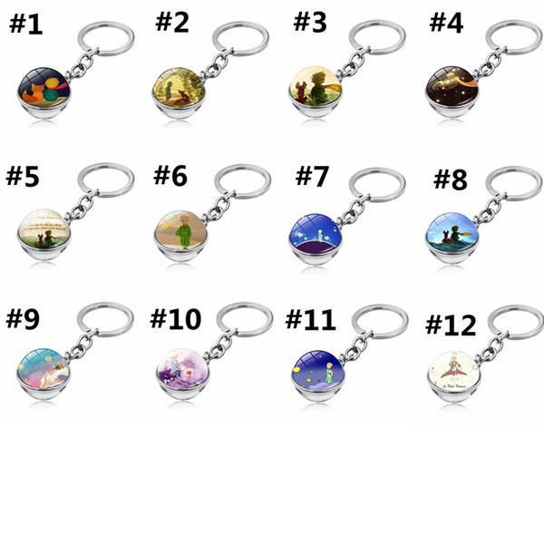 Classical Fairy Tale Keychain Double-sided Glass Ball Little Prince Key Ring Bag Car Keys Hanging Pendant Children Women Gift HHA1189