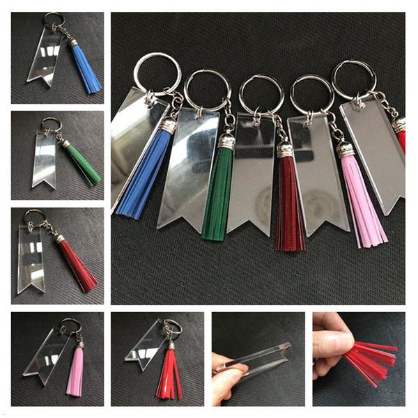 Keychain Charms Fashion Acrylic Key Ring Multicolor PVC Glitter Tassel Pendant Drop Oil Acrylic Key chain Unisex Christmas Gift A101602