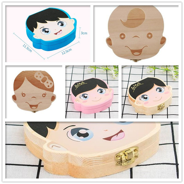 Designer Baby Tooth Box Storage Kids Teeth Container Creative Girls Boys Colored Image Wooden Organizer Deciduous Teeth Boxes KidsGiftC61406