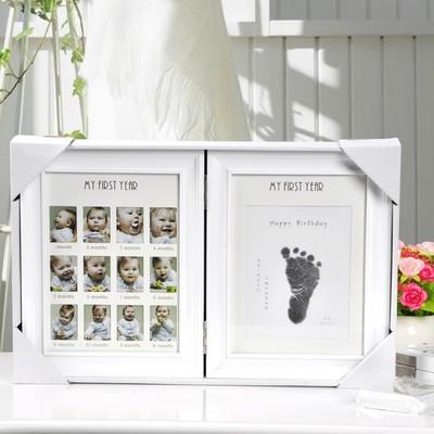 Baby Hundred Days Full Moon Age Growth Commemorative Photo Frame Set Newborn Hand And Foot Print Mud Table Wall Baby Gifts Keepsakes