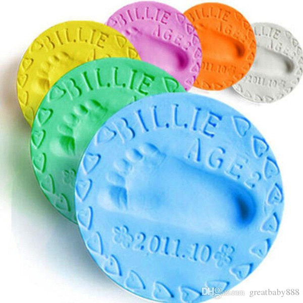 DIY Kids footprint Handprint Clay Plasticine Baby Handprint Footprint mud infant Casting Parent-child Hand Inkpad Keepsakes 24 colors C3247