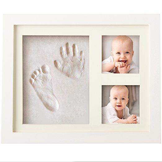 Baby Handprint Kit & Footprint Photo Frame for Newborn Girls and Boys, Unique Baby Shower Gifts Set for Registry, Memorable Keepsake Box Dec