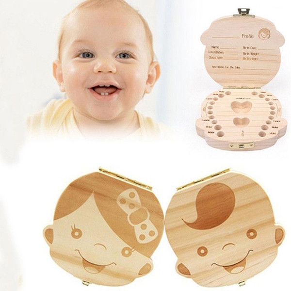 Kids Tooth Box Organizer Baby Save Milk Teeth Wood Storage Box For Boy Girl Wooden Box