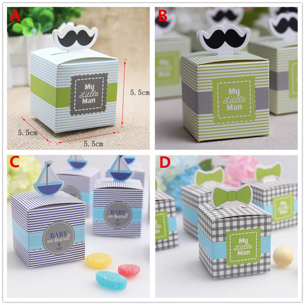 50pcs/set My little Man Cute Mustache Birthday Candy Box Boy Baby Shower Favor Boxes Wedding Favors Gifts Boxes