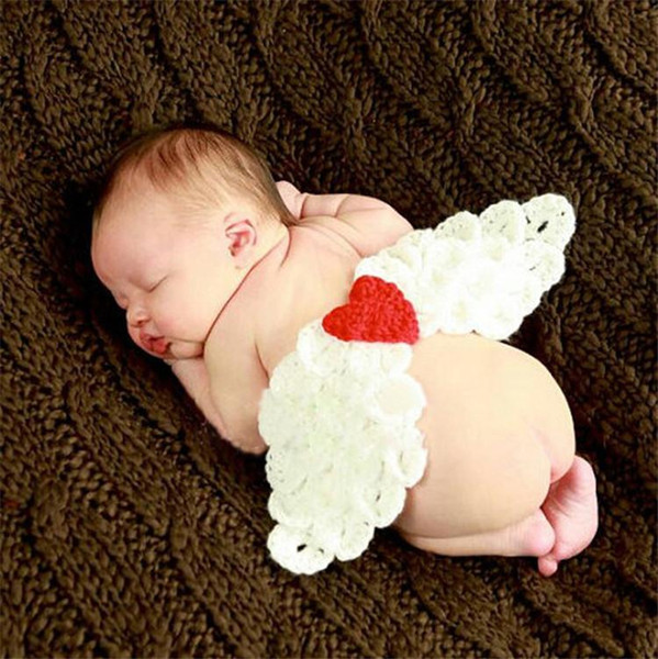 Fashion Newborn Costume Crochet Baby Photo Props Handmade Knitted Wing Cartoon Infant Phography Shoot Accessory Keepsakes PZ078