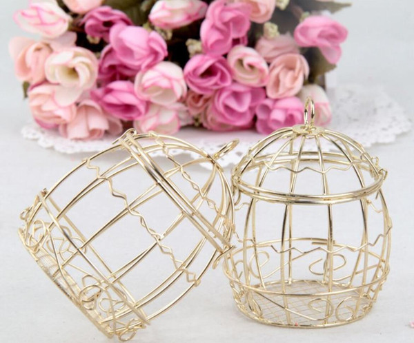 50PCS Gold Bird nest Candy Boxes Wedding Birthday Flower Tinplate Round Chocolate Candy Box Gift for Guest supplies