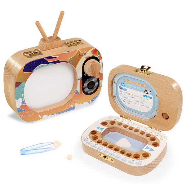 Baby tooth loss box Radio model Child changing teeth box Girl/Boy replaced Wooden deciduous