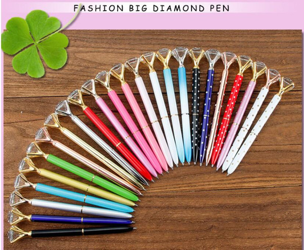 Multicolor Top Fashion Creative Crystal Glass Kawaii Ballpoint Pen With Large Diamond luxury pen School Office Christmas gifts present more