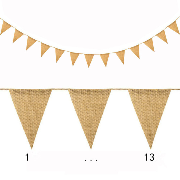 DIY triangle blank banner Burlap Garden Flags 13pcs/set House Home Decorative Hanging Flag Courtyard Flags Christmas wedding party flag