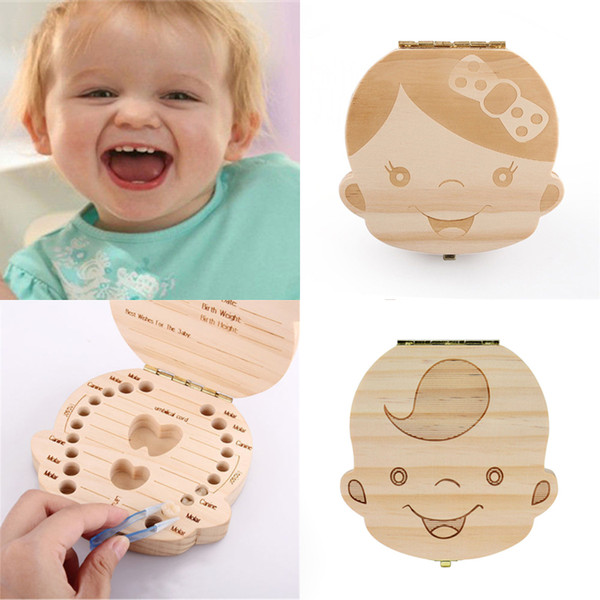 Baby Girl Boy Tooth Organizer Boxes with package box Milk Teeth Box Save Deciduous Teeth Storage Keepsakes Collecting Creative Gift LA802-2