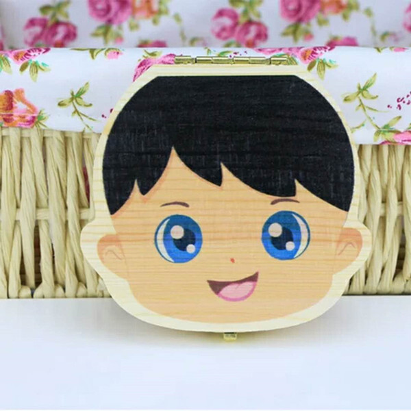 Colored Painting Baby Tooth Box Storage for Children Save Milk Teeth Boys Girls Image Wood Organizer Deciduous Teeth Boxes Creative Gift