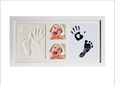 Baby Hand and Footprint Ink-and-mud Handprint-mud Suit Baby Hand and Foot Print Oil Photo Frame Solid wood photo frame