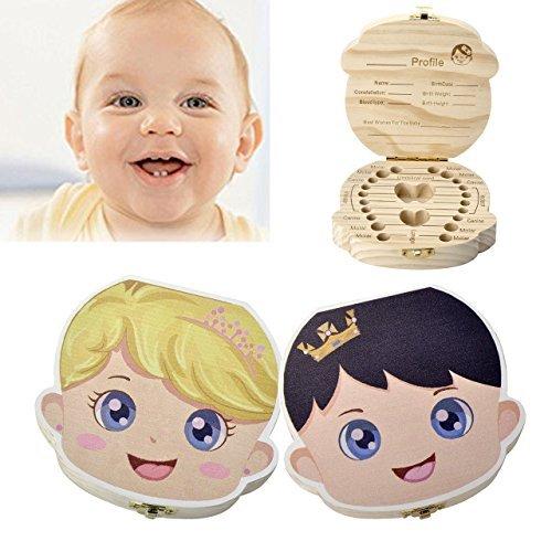 Baby Teeth Box,Child Milk Teeth Saver Wood Keepsake Organizer Deciduous Souvenir Box Baby Tooth Box