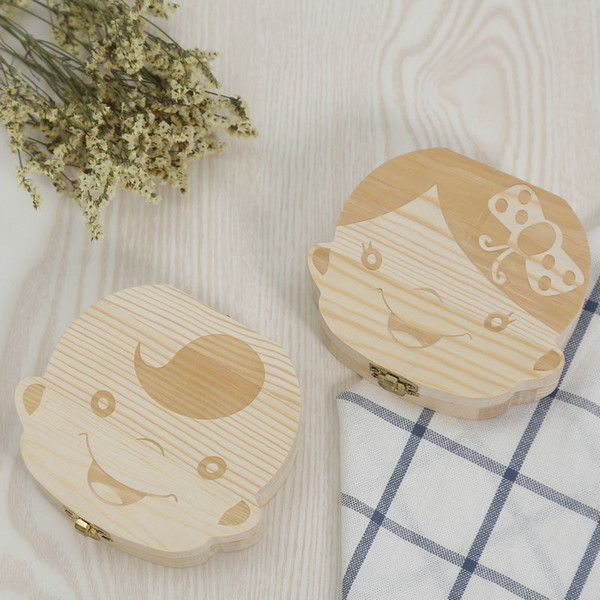 Baby Teeth Box Infant Milk Teeth Save Storage Boxes Creative Wooden Kids Organizer Save Deciduous Tooth Keepsakes Free DHL 629