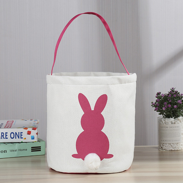 4 Color Canvas Easter Basket Rabbit Ears Good Quality Easter Bag Children Gift Bucket Cartoon Rabbit Egg Bag Decoration Free ship