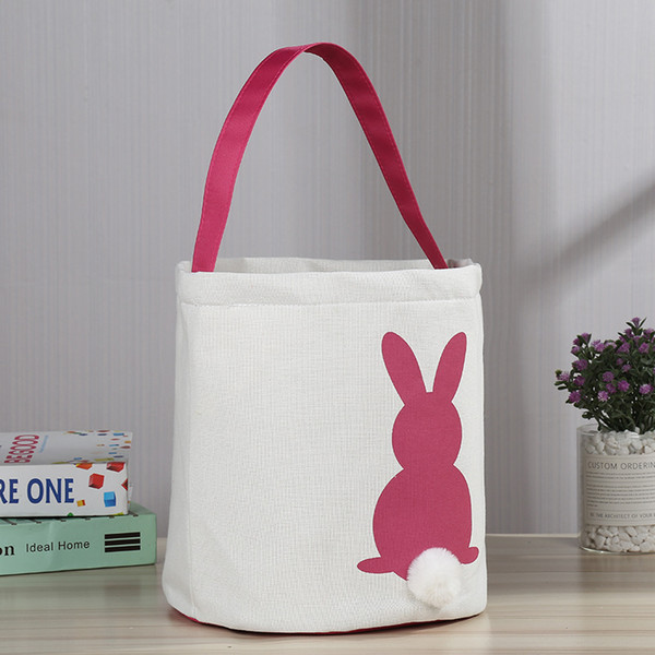 4 Color Canvas Easter Basket Rabbit Ears Good Quality Easter Bag Children Gift Bucket Cartoon Rabbit Egg Bag Decoration Free ship