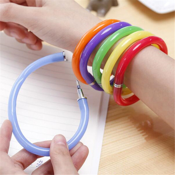 DHL Stationery Gift Pen Bracelet Wrist Pen Children Deformable Flexible Bend Stationery Gift Keepsakes Color Finesse Pen