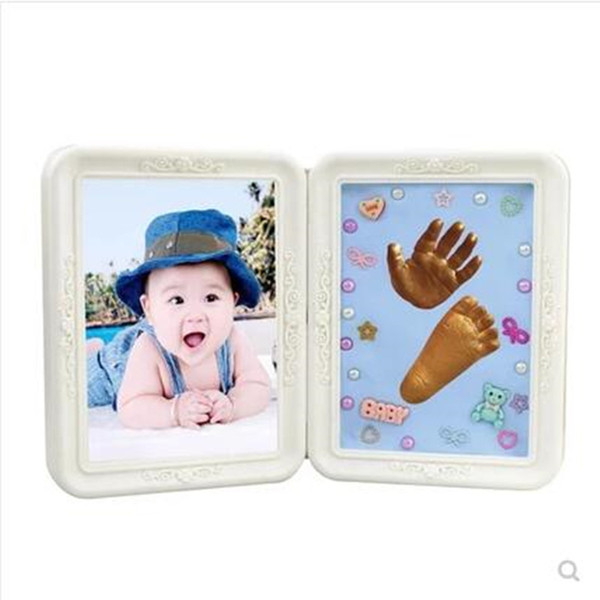 Baby Hand Footprint Makers Soft Clay Baby Inkless Handprint Footprint folding photo frame DIY Souvenirs