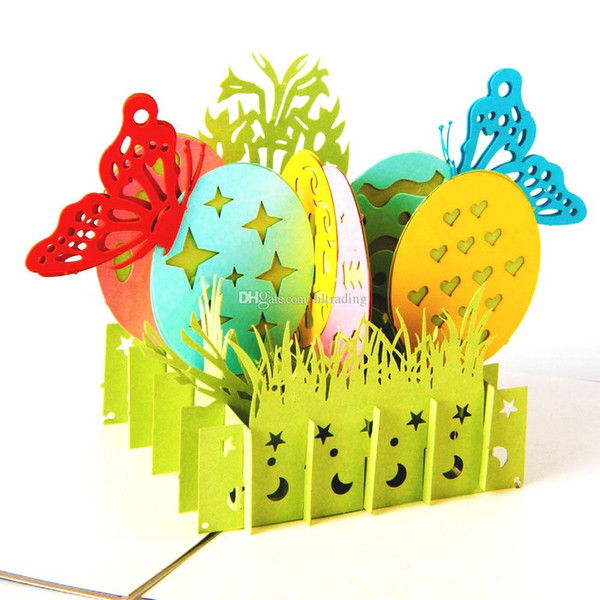 Easter butterfly egg rabbit card Paper carving hollow 3D greeting card creative gift Keepsakes C6080