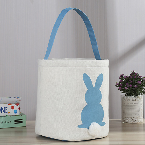 2019 4 Color Canvas Easter Basket Rabbit Ears Good Quality Easter Bag Children Gift Bucket Cartoon Rabbit Egg Bag Decoration Free ship