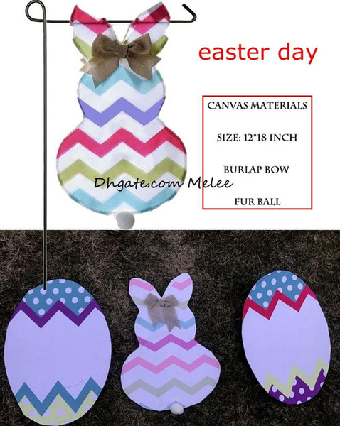 Easter bunny flag chevron print easter egg garden flag canvas outdoor decoration garden flag Rabbit style 12*18inch