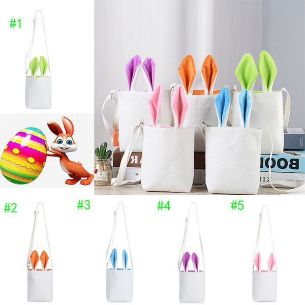 5 Color Creative Easter Rabbit Ear Bag Rabbit Cartoon Rabbit Bucket Gift Bag Shoulder Canvas Bag Party Decoration Kids Gift free ship