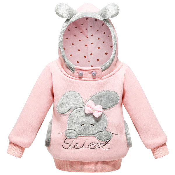 Designer-Baby Girls Clothing Winter Sweater 2018 Children's Rabbit Hooded Long Sleeve Fleece Jacket with Pocket Kids Sweatershirt 1-5 Yrs