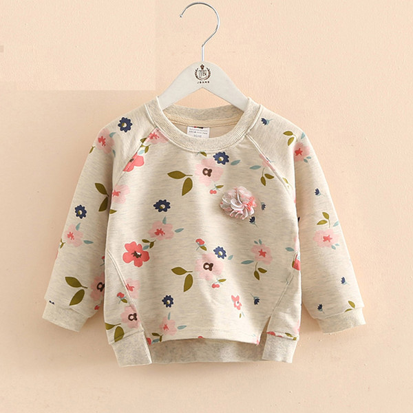 Embroidery Sweatshirt Girls Kids 2018 Spring Autumn Hook Flower Pullovers Children Cotton Jumper Tops Girl School Clothes 2-7T
