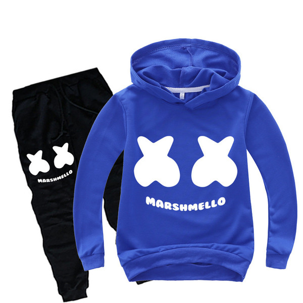2020 New Autumn Kids DJ Marshmallow Clothing Sets Children Cosplay Mask Tracksuit Hoodie Pullover Sweatshirt Clothes Suit