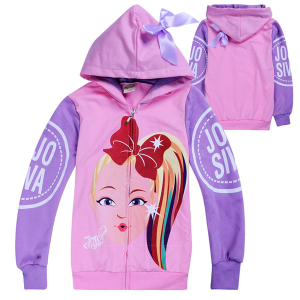 jojo siwa clothes kids zipper hoodies Spring and Autumn 4-12t Kids Girls Hoodies Jacket Coat 110-150cm kids designer clothes girls USS361