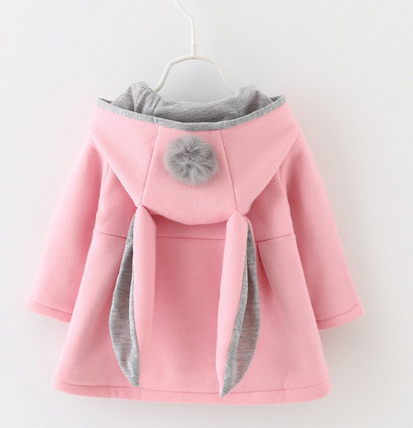 Hot Cute Rabbit Ear Hooded Baby Girls Coat New Autumn Tops Kids Warm Jacket Outerwear & Coat Children Clothing Baby Wear Girl Coats