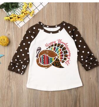 children girls clothing girls thanksgiving raglans with ruffle sleeve turkey print top tee girls cute clothing