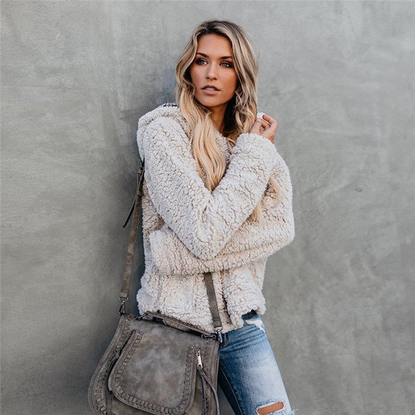 Women Sherpa Pullover Soft Fleece Hoodies Sweatshirt Long Sleeve Hooded Coat Autumn Winter Hoodie Casual Sweater Warm Designer Outwear Tops