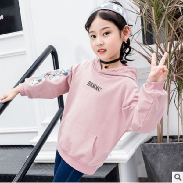 Children's Hoody Girls T-shirt 2020 New Spring and Autumn Kids Long Sleeve Fashion Leisure Hoodies 2 Letter Colors Size6-14 ly028