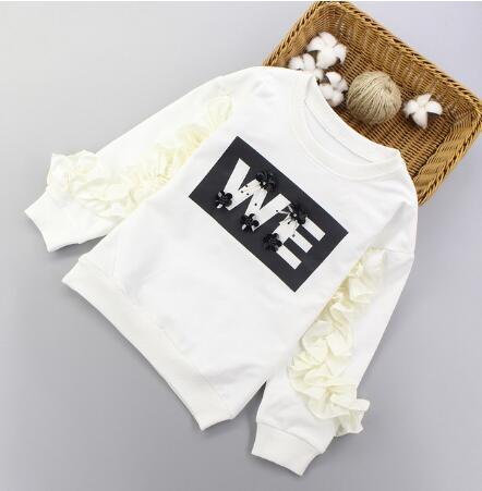 Girls T Shirt Spring Autumn Long Sleeve Sweatshirt & Hooded Girls T shirts Letter Pattern Children Clothing 4-8 Year