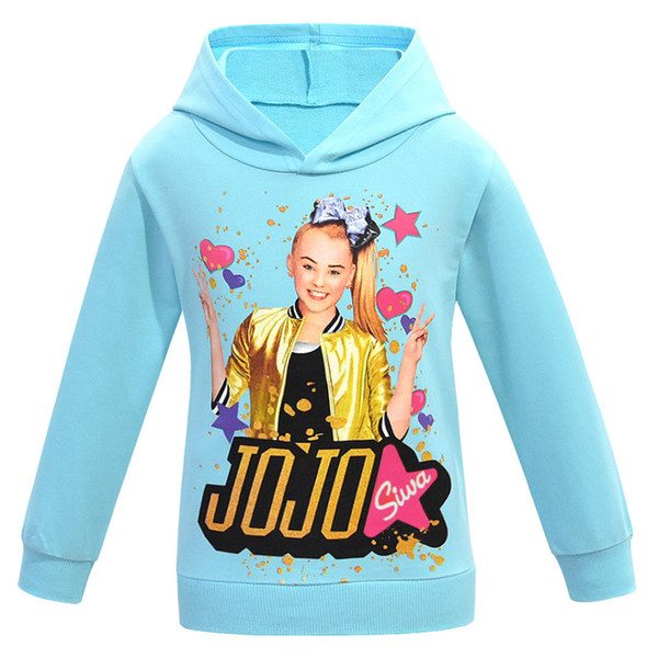 JoJo Siwa Long Sleeve Hoodie Spring Harajuku Streetwear Hooded Tops hoodies Pullover For Teen Girl Sweatshirt Sky Blue Rose Pink