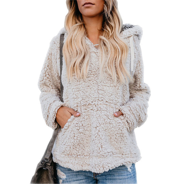 Women Sherpa Pullover Soft Fleece Hoodies Sweatshirt Long Sleeve Hooded Coat Autumn Winter Hoodie Casual Sweater Warm Designer Outwear