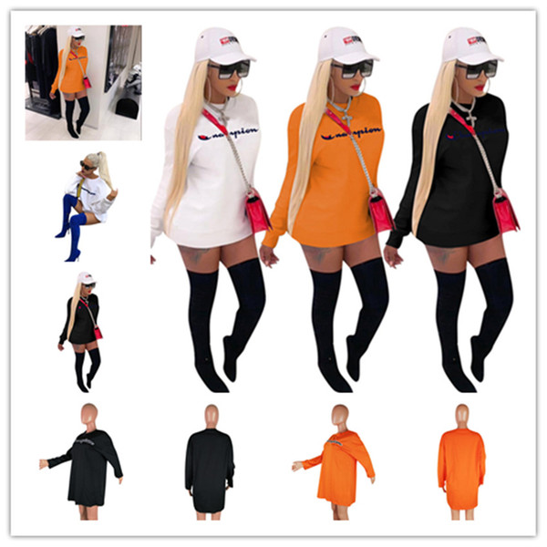 2018 Hot -sales Winter Champions hoodie letter black O-neck pullover women's hoodie dress long-sleeved hat-less sweatshirt