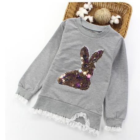 Girls T Shirts For Kids Teenage Long Sleeve Sequins Rabbit Children Tops Tee Sweatshirts Spring Autumn Kids Girls Clothes