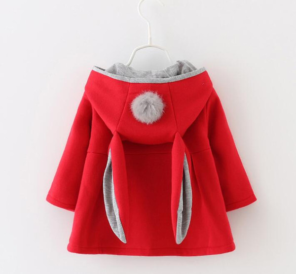 Autumn and winter new girls sweater coat cotton long rabbit ears hooded jacket girls children's clothing