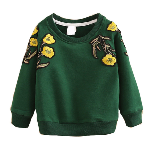 Children's Flower Embroidered Long Sleeve Jacket Fashion Toddler Kids Warm Sweatshirt Tops Girls Spring Autumn Clothes