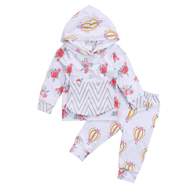 2pcs Toddler Newborn Baby Boy Girl Sets Hooded Sweatshirt Pullover+Pants Outfits Set Clothes
