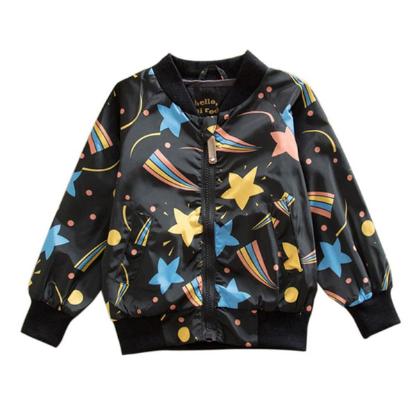 Winter Warm Star Printed Clothes Zipper Long Sleeve Jacket Kid Outwear Baby Girls Boys Coat