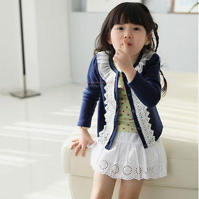 Baby Cardigan jacket Girls Kids Lace Coat Long Sleeve Outwear Clothes Outffit