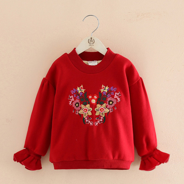 Girls Flowers Embroidered Sweaters Skirts Clothing Set Long Sleeve Autumn Girls Clothing Girls Sweatshirt Pullover Kids Clothing