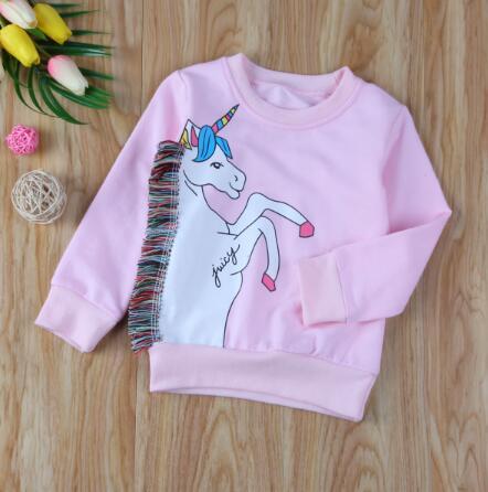 Kids Clothing Toddler Kids Baby Girls Unicorn Sweatshirt Hoodies Long Sleeve Pullover Jumper Tops Warm 1-6Y