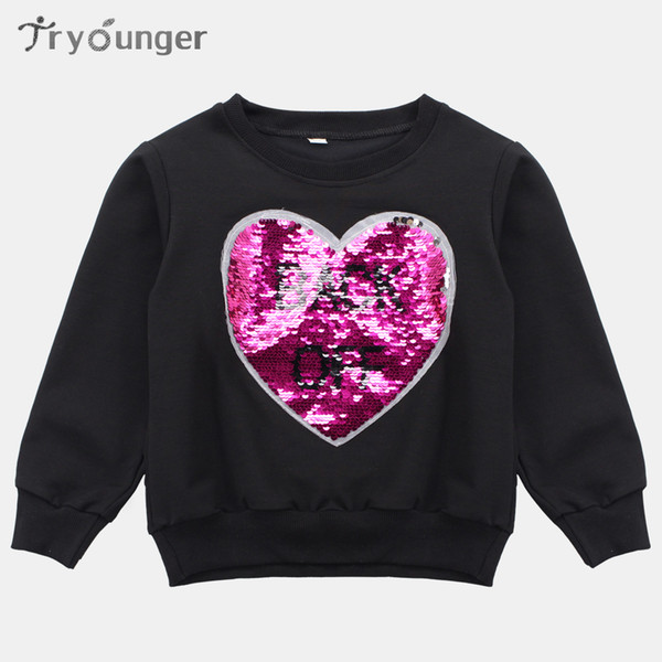 Sweatshirts Girls Long Sleeve Girls Shirt Autumn Changeable Sequins T-Shirts For Children Winter Teen Girls Clothing 4-12 Years