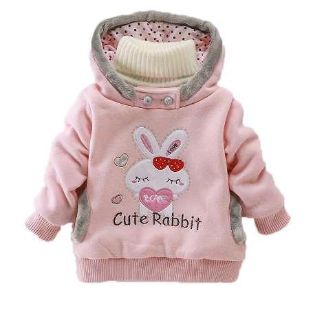 Girls Sweatshirts Hoodies Children Clothing Autumn And Winter Baby girl Thick Cotton Tops Kids Cute Cartoon Rabbit Hooded Coat