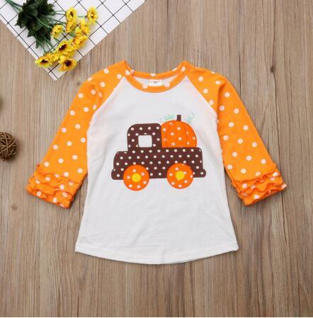 Baby Hot Toddler Kids Girl Boy Cotton Long Sleeve Ruffles Princess Dot T Shirt Autumn Casual Gilrs Clothes