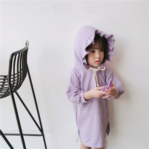 Infant Baby Girls Fashion Sweatshirt 2018 New Autumn Long Sleeved Bud Hooded for Kid Girls Cotton Wool Children's Long Outwear